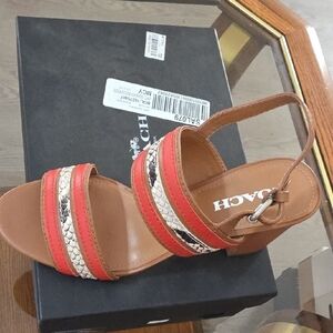Coach Women's Red and Brown Strappy Sandals